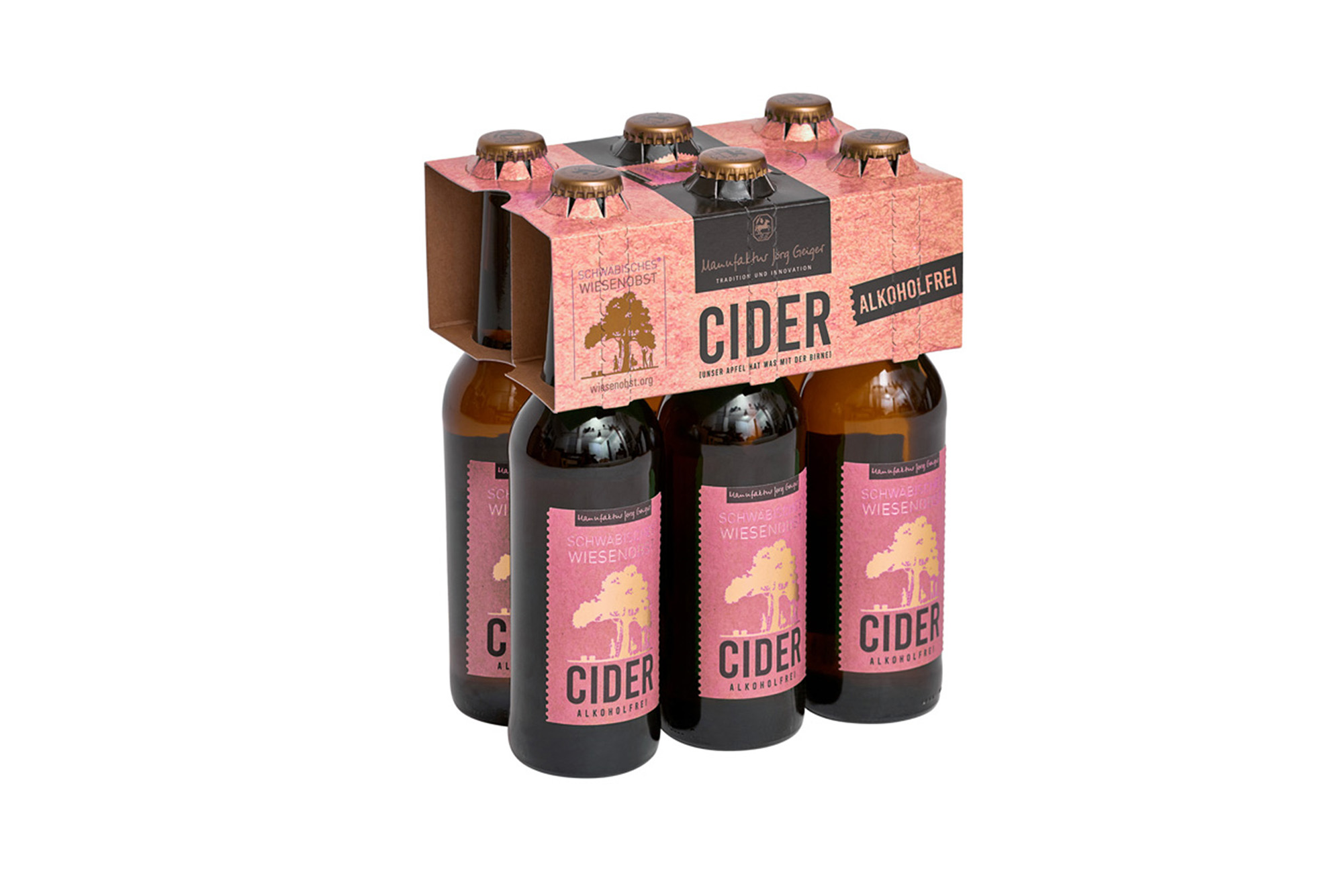 Swabian MeadowFruit Cider rosé - alcohol free dry in sixpack